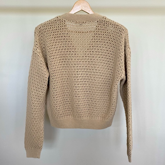 Madewell open-stitch V-neck crop cardigan sweater. 🤎 - Picture 7 of 10